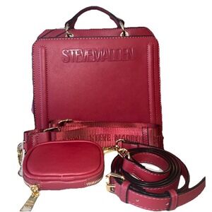 STEVE MADDEN BEVELYN CONVERTIBLE CROSSBODY CRANBERRY TOMATO RED NWT